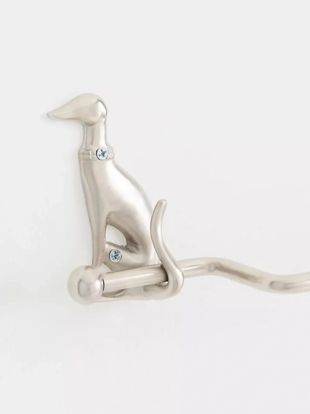 New Anthropologie Caine Dog Brass Towel Bar Brushed Nickel